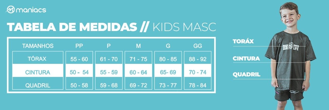 tabela de medidas Maniacs 21 - kids masc